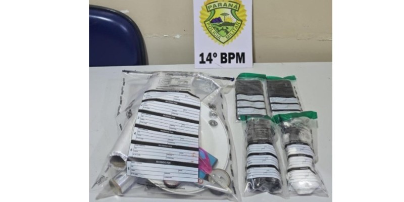 PM apreende drogas e material usado para o tráfico no bairro Jardim Irene em Medianeira